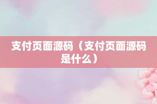 支付页面源码（支付页面源码是什么）