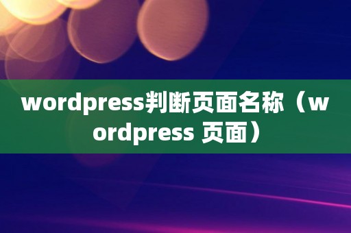 wordpress判断页面名称（wordpress 页面）