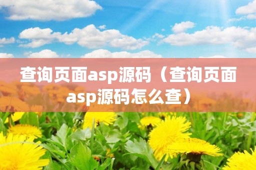 查询页面asp源码（查询页面asp源码怎么查）