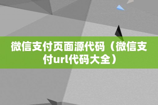 微信支付页面源代码（微信支付url代码大全）