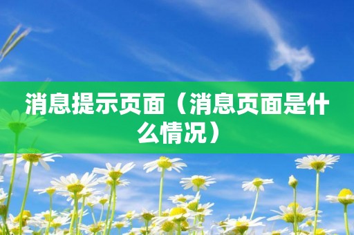 消息提示页面（消息页面是什么情况）