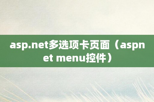 asp.net多选项卡页面（aspnet menu控件）