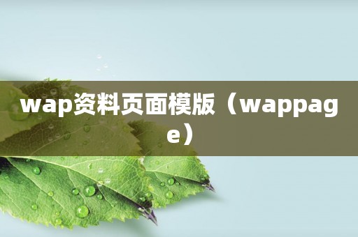 wap资料页面模版（wappage）