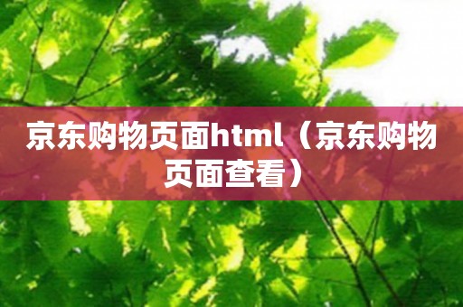 京东购物页面html（京东购物页面查看）