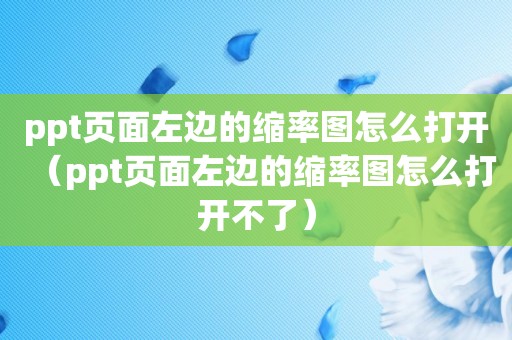 ppt页面左边的缩率图怎么打开（ppt页面左边的缩率图怎么打开不了）