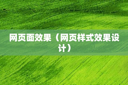 网页面效果（网页样式效果设计）