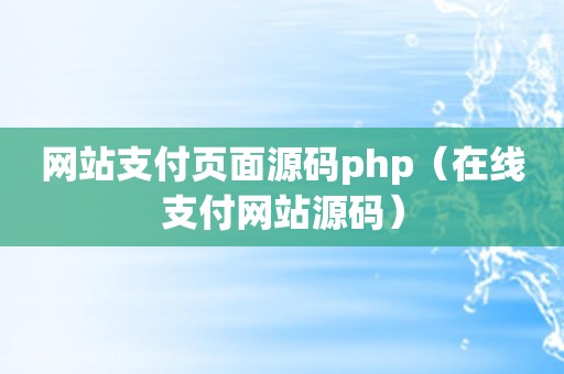 网站支付页面源码php（在线支付网站源码）