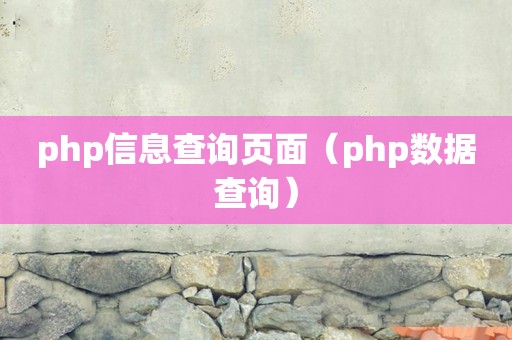 php信息查询页面（php数据查询）