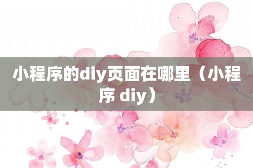 小程序的diy页面在哪里（小程序 diy）