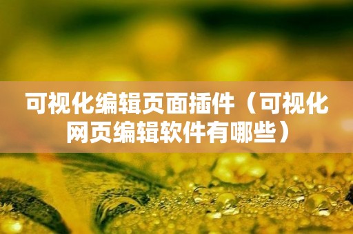 可视化编辑页面插件（可视化网页编辑软件有哪些）