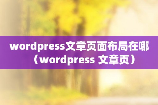 wordpress文章页面布局在哪（wordpress 文章页）