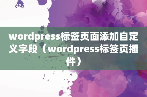 wordpress标签页面添加自定义字段（wordpress标签页插件）