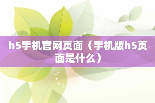 h5手机官网页面（手机版h5页面是什么）