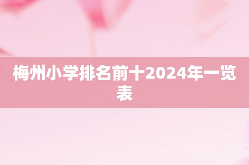 梅州小学排名前十2024年一览表