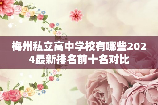 梅州私立高中学校有哪些2024最新排名前十名对比