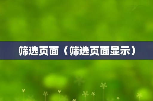 筛选页面（筛选页面显示）