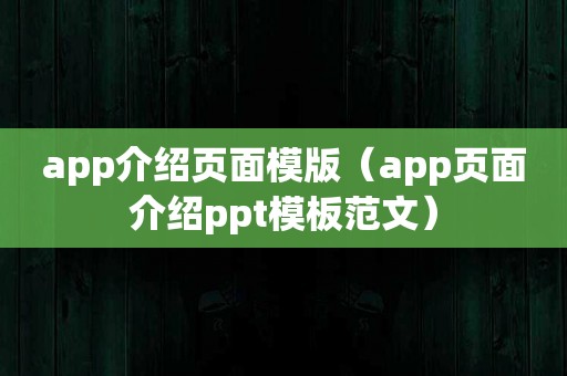 app介绍页面模版（app页面介绍ppt模板范文）