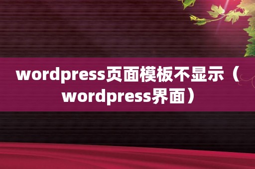 wordpress页面模板不显示（wordpress界面）